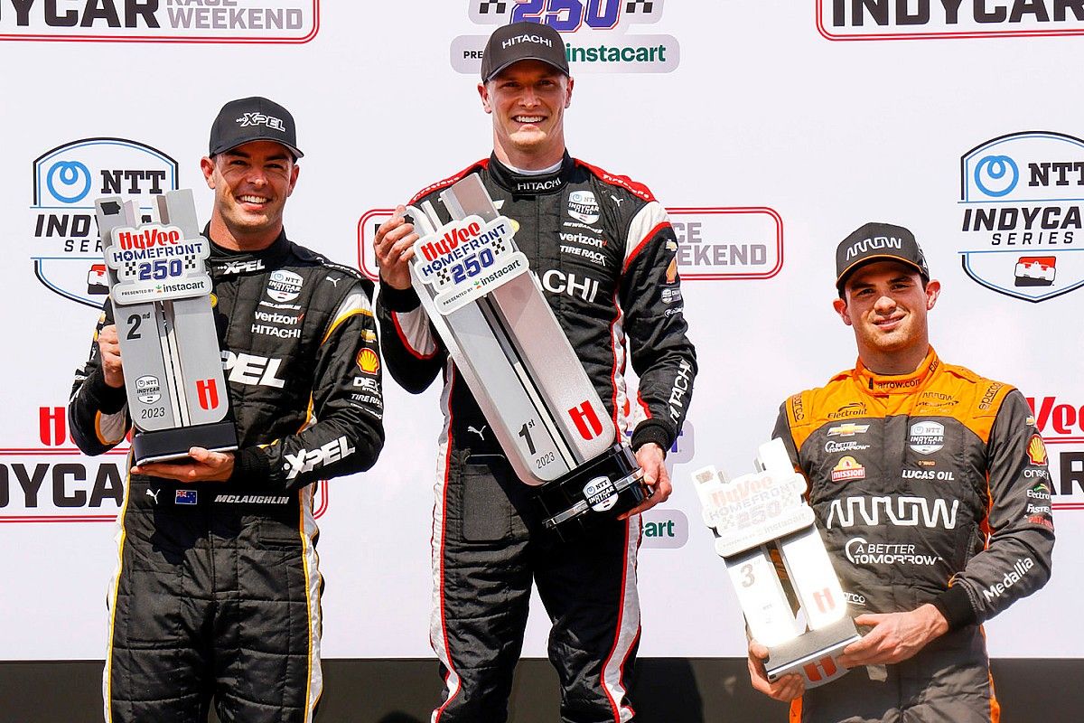 IndyCar Iowa Newgarden Beats McLaughlin In Penske 1 2