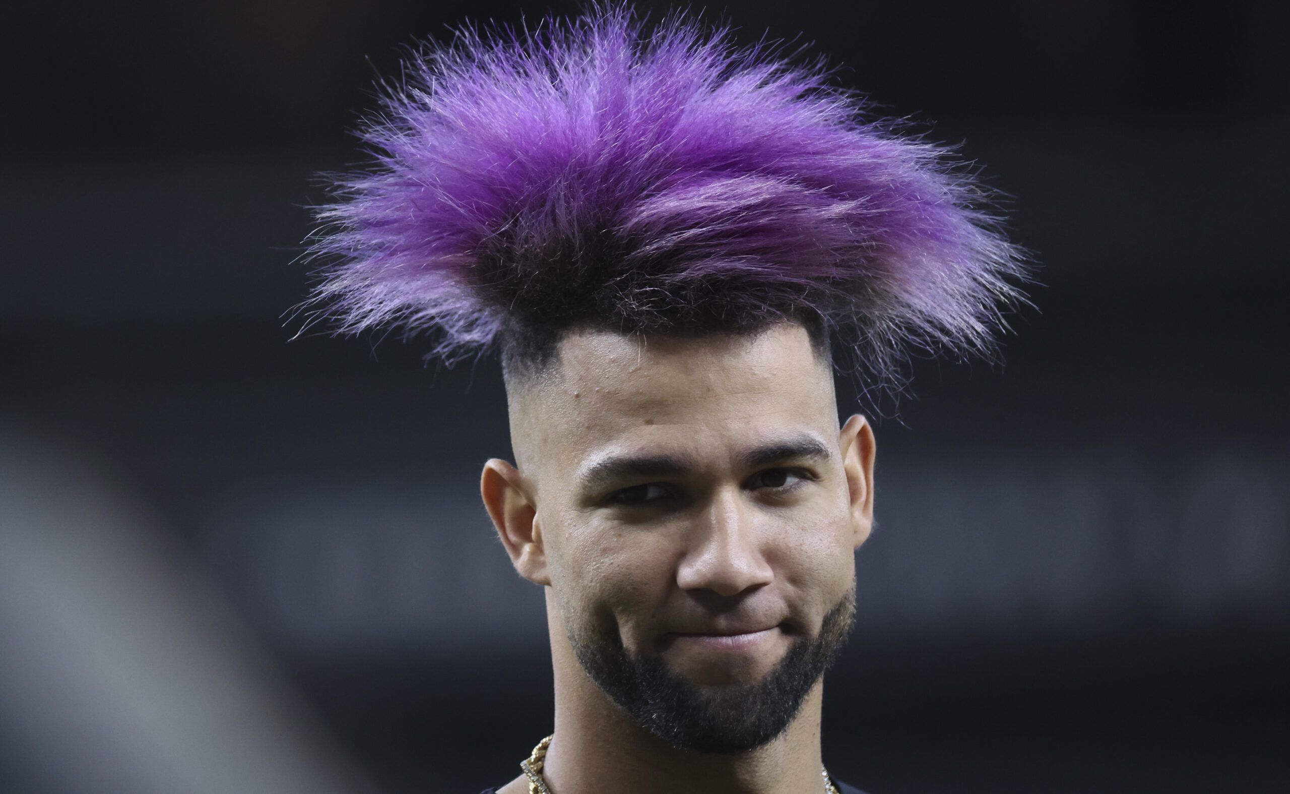 6 Photos Of Lourdes Gurriel Jr S Spiky Purple Hair