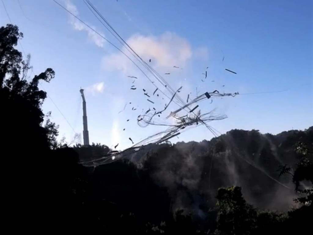 Arecibo Observatory Collapse Video Captured By Drone