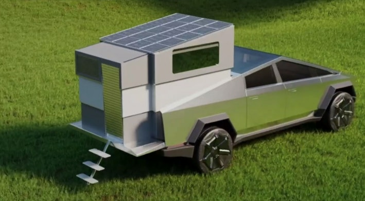 Dumb RV accessory for dumb Tesla Cybertruck raised a…