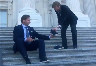 Congratulations to these two dudes and their boring shoes for solving politics