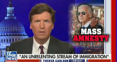Tucker Carlson is now spouting the talking points of racist mass murderers