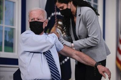 Biden got the COVID booster shot and didn't even flinch