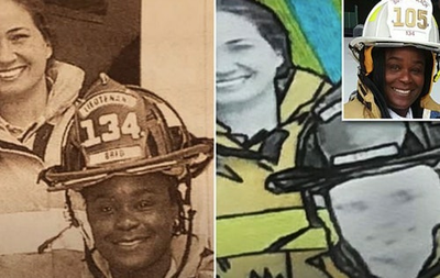 A Black woman firefighter was honored in a mural. In it, her face was painted white.