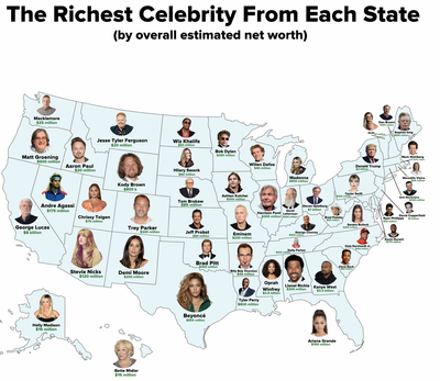 From Kanye West to Beyoncé, every state’s richest celebrity revealed