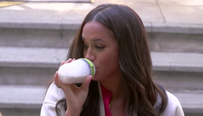 Meghan Markle swigs from baby bottle and nibbles food like a chipmunk on Ellen’s show