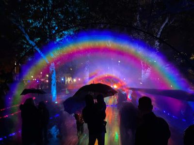 Festival attendees amazed by spectacular rainbow laser projection