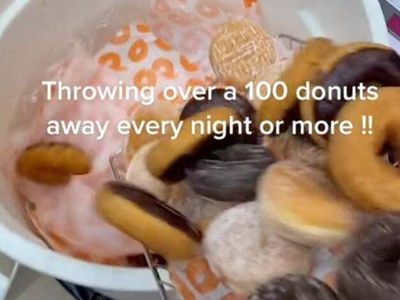 Dunkin’ worker shares video on TikTok of the piles of food he throws out at the end of shifts