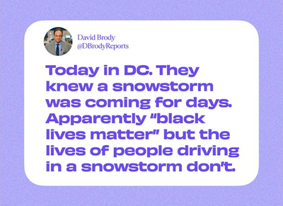 Please help me understand this tweet about snowstorms and BLM