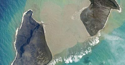 Tonga volcano: Aerial photos show island split in two by tsunami after eruption