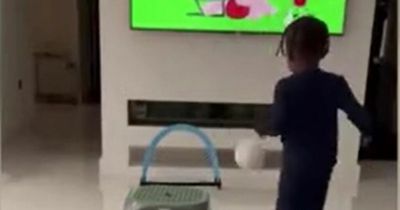 Raheem Sterling's son Thiago copies Cristiano Ronaldo's 'Siuuu' goal celebration