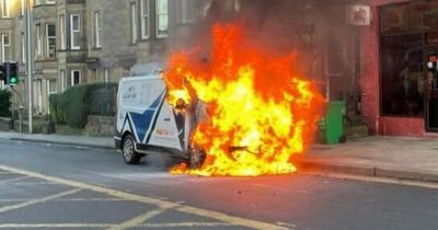 Edinburgh van bursts into flames near primary school as locals look on in horror