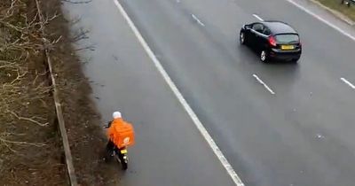 Just Eat rider ends up on M57 hard shoulder