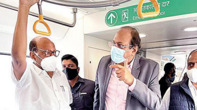 Pune: Sharad Pawar inspects Metro work, travels on PCMC route