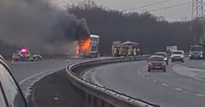 Bus engulfed in flames on Edinburgh City Bypass as fire crews tackle inferno