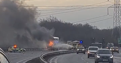 Edinburgh city bypass closed as fire crews tackle huge blaze engulfing Lothian Bus