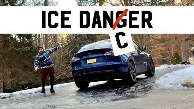 Watch Tesla Model Y Vs Icy Incline: Is It Possible To Go Up?