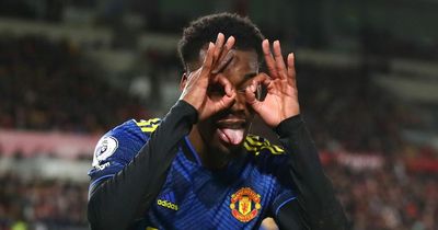 Anthony Elanga does the 'Griddy' celebration after Manchester United goal vs Brentford