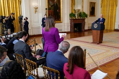 Biden's news conference takes abrupt, lengthy turn
