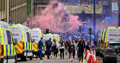 Rangers title party thug facing jail after charging police lines and spitting on cop
