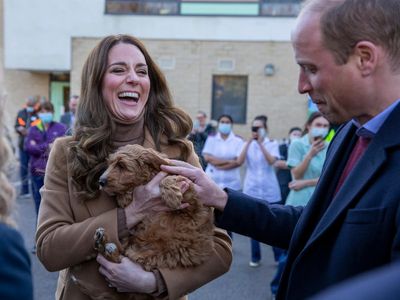 Kate Middleton jokes her dog will be ‘very upset’ as she cuddles therapy puppy