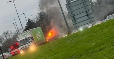 Cribbs Causeway car fire sends flames and smoke billowing above roundabout