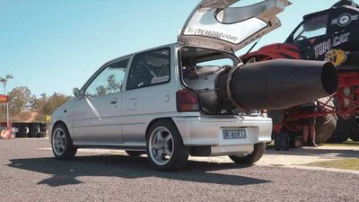 Tiny Daihatsu Mira With Huge Jet Engine Is Literally A Hot Hatchback