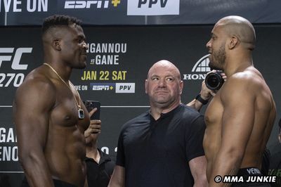 UFC 270 faceoff: Francis Ngannou, Ciryl Gane fist bump before title unifier