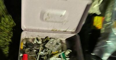 Box of dirty needles among rubbish dumped at fly-tipping spot on Lanarkshire street