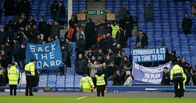 Everton fans stage protest after Aston Villa defeat as plane message flown over Goodison Park