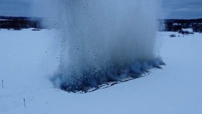 VIDEO: Russian Army Engineers Blow Up River Ice With TNT