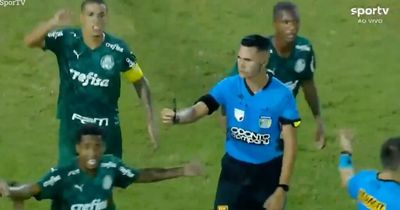 Knife narrowly misses players after being thrown onto pitch by fan in Brazil clash