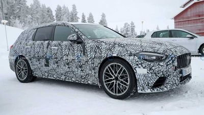 2023 Mercedes-AMG C63 Estate Spied Up Close With Hybrid Stickers