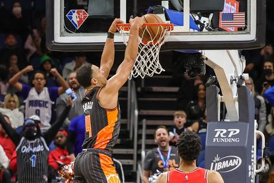 Orlando’s Jalen Suggs briefly distracted us from the NFL excitement with this insane dunk