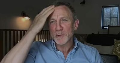 Daniel Craig unaware his head is bleeding as he completes Javier Bardem interview