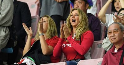 Carol Vorderman poses in Welsh rugby bra in beautiful location for a very good reason
