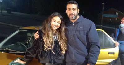 Michelle Keegan cosies up to her Sky co-star on freezing Brassic night shoot