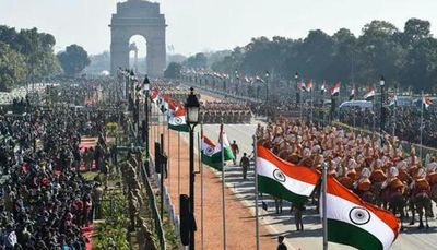 Prime Minister Narendra Modi greets people on Republic Day