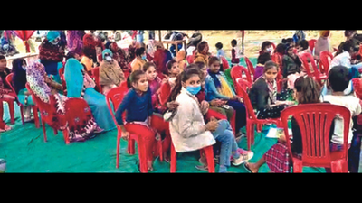 Covid norms nowhere in sight: Unmasked children attend govt event in Madhya Pradesh