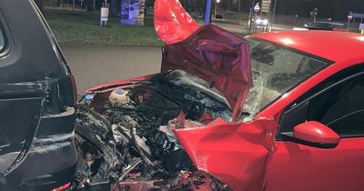 Pictures show full damage of late-night crash on busy Cardiff road