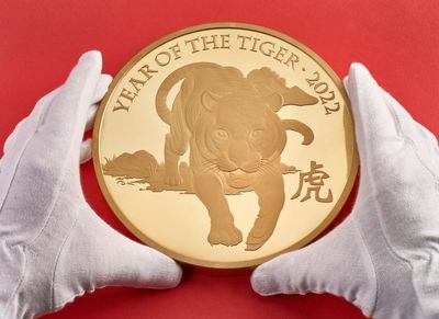 Giant gold coin produced by the Royal Mint to celebrate the Year of the Tiger