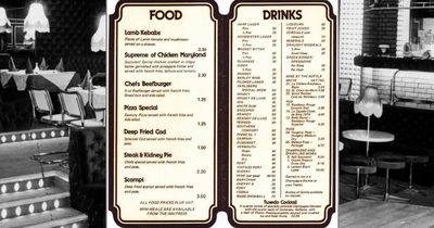 Newcastle's trendy Tuxedo Junction nightclub - check out the late 1970s menu and prices
