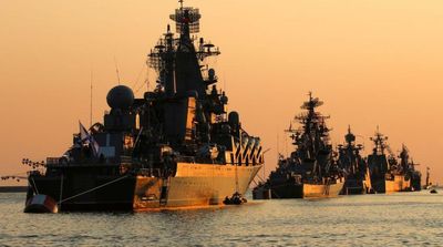 Russian Warships Practice Artillery Firing in Black Sea