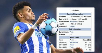 Liverpool bound Luis Diaz's Wikipedia page altered ahead of £50m transfer