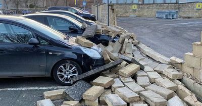Scottish Lidl shoppers have cars crushed as wall collapses under Storm Malik winds