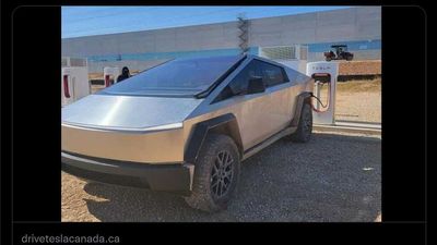 Tesla Cybertruck Prototype Spotted Supercharging
