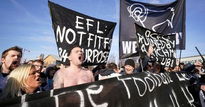 Derby fans march in their thousands as Birmingham show support amid extinction fears