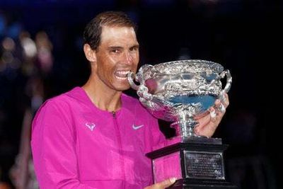 Rafael Nadal congratulated by Novak Djokovic and Roger Federer after surpassing both with 21st Grand Slam win