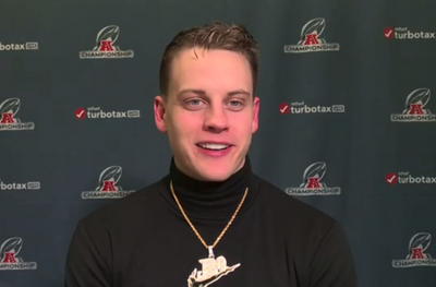 Joe Burrow’s postgame outfit after winning the AFC Championship Game was clearly inspired by The Rock