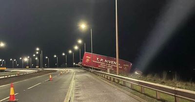 Edinburgh lorry blown off motorway by Storm Corrie as high winds cause chaos